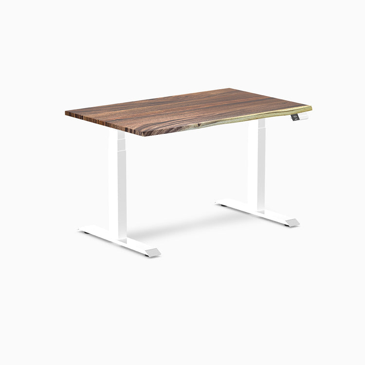 Desky standing desk 1200mm saman hardwood white legs