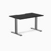 Fixed scalloped black melamine desk with space grey legs