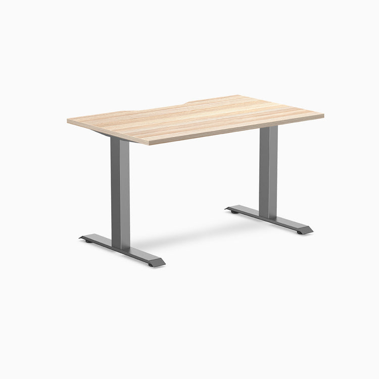 Fixed scalloped classic oak melamine desk with space grey legs