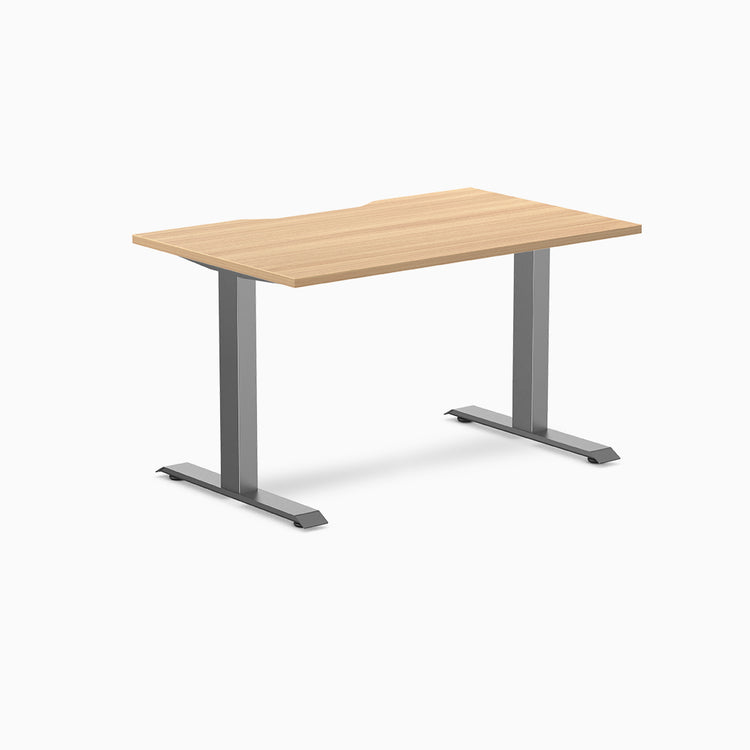 Fixed scalloped sublime teak melamine desk with space grey legs 1200mm