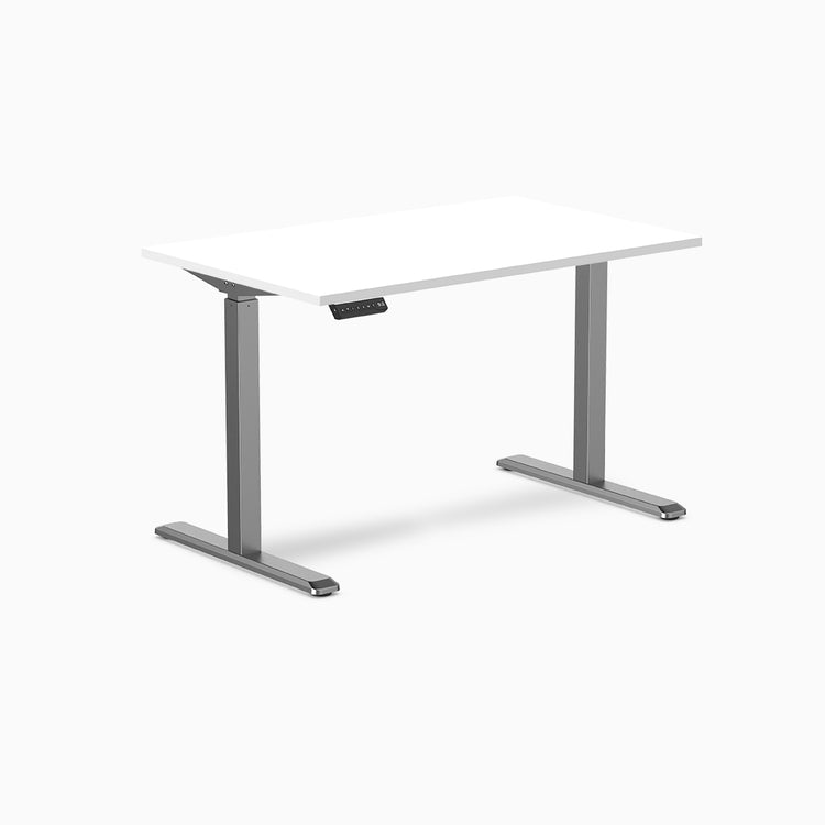 Desky single sit stand desk in white 