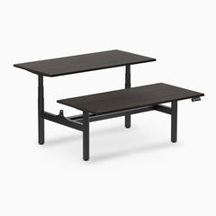Desky electric Back to Back Round Leg Melamine burnished wood desktop