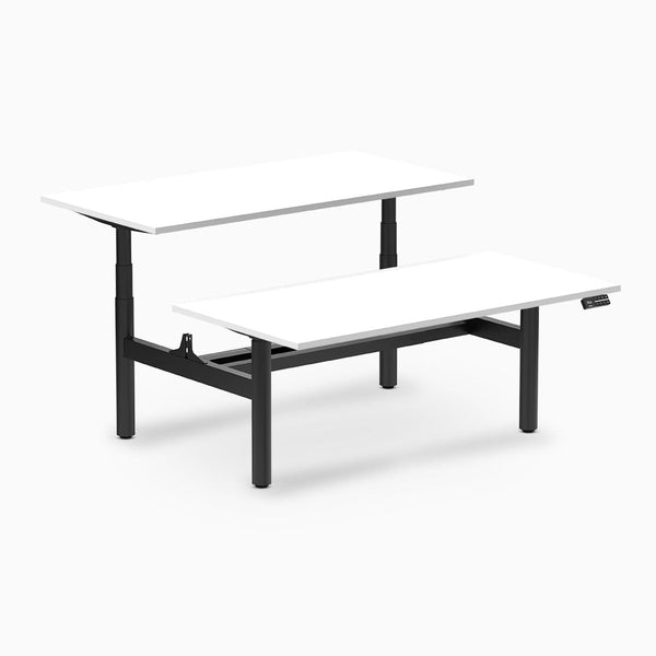 Desky electric Back to Back Round Leg Melamine white desk