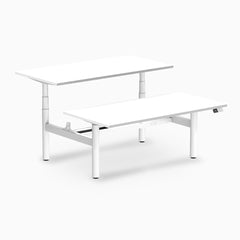 Desky electric Back to Back Round Leg Melamine white desk