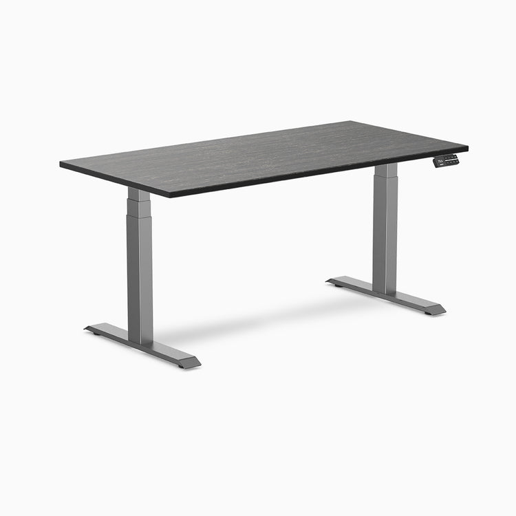 Desky dark bamboo dual desk in space grey