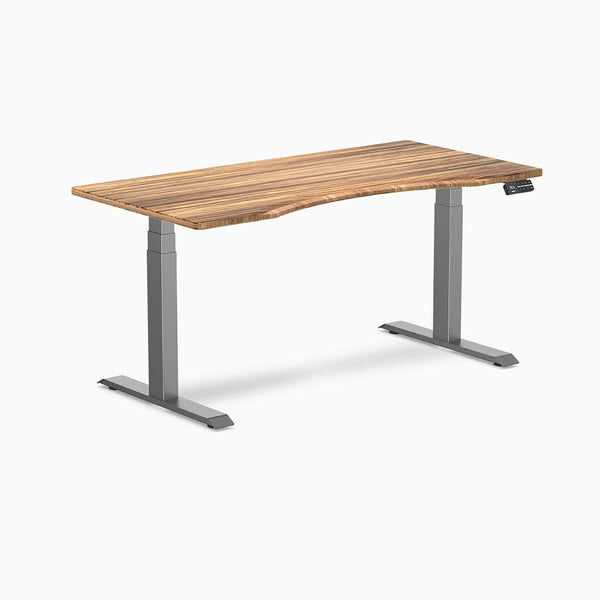 Desky ergo tiger bamboo with space gray legs