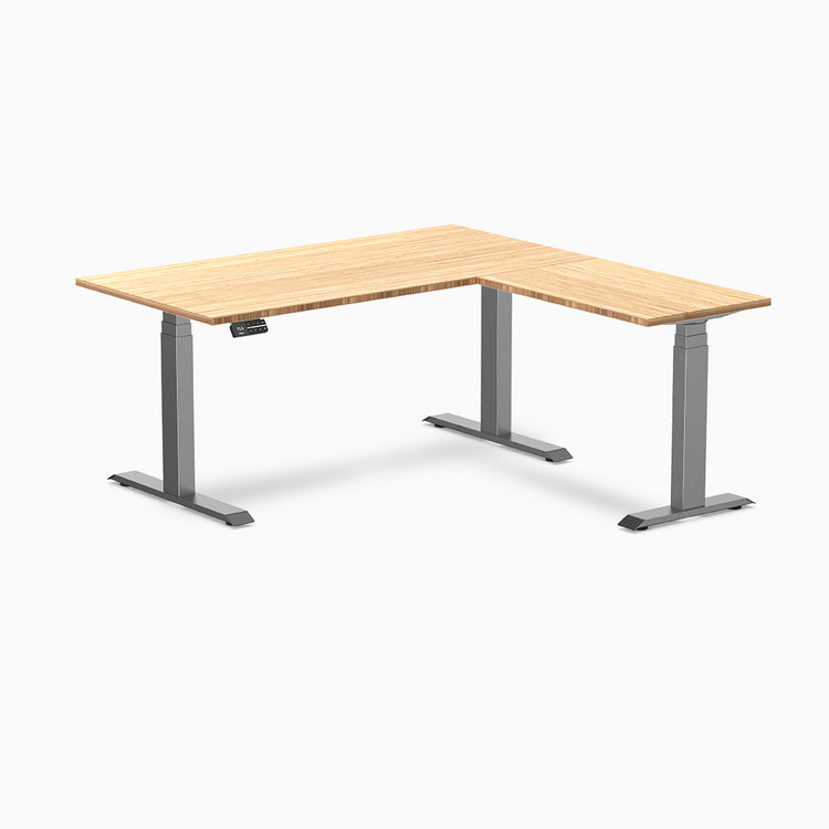 Bamboo standing desk l-shape in space grey