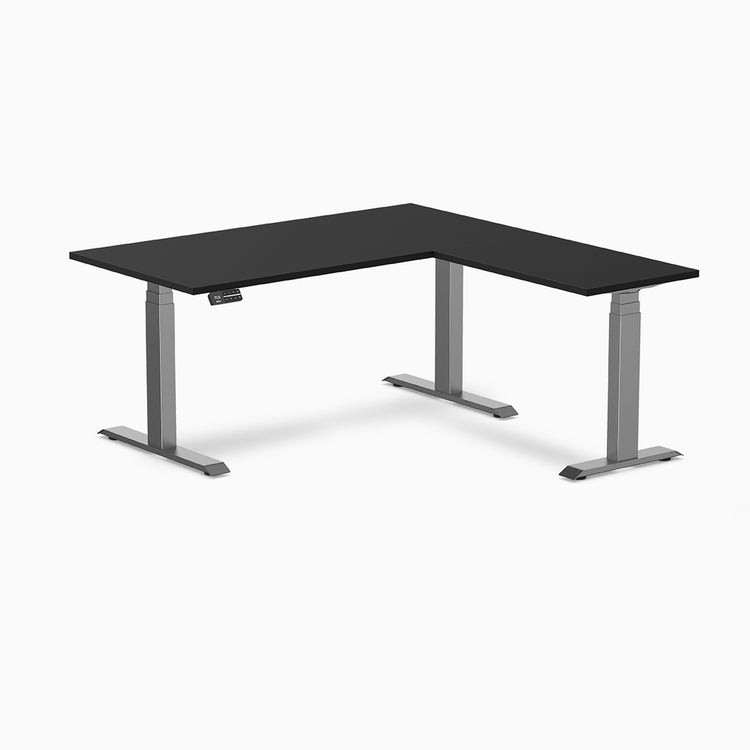 Desky eco L-shape standing desk in black melamine desktop