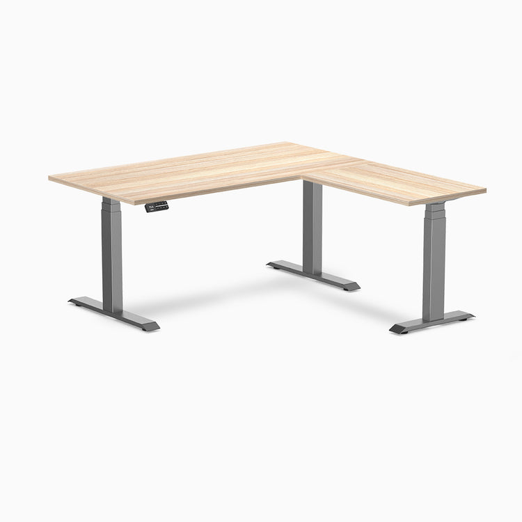 Desky eco L-shape standing desk in classic oak melamine desktop