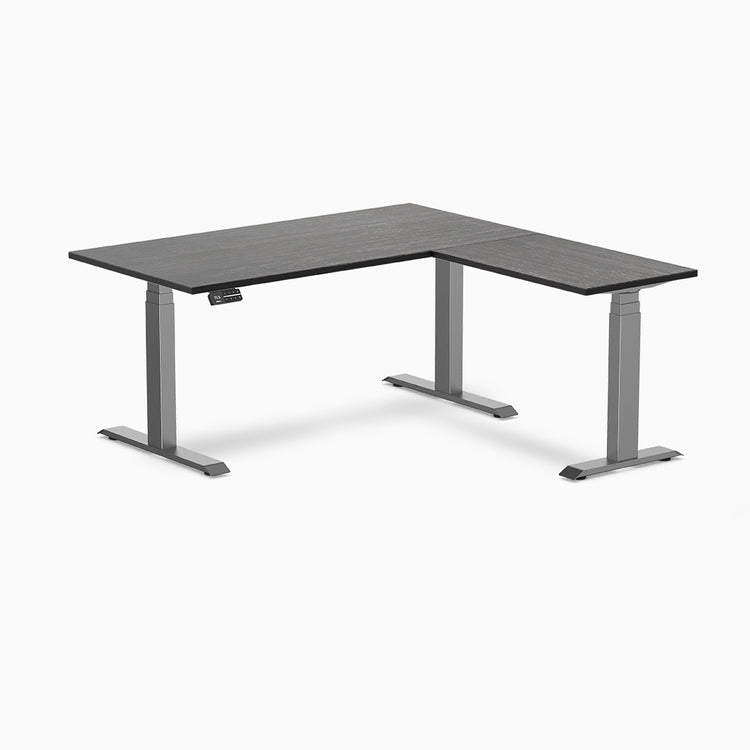 Desky dark bamboo standing desk l-shape in space grey