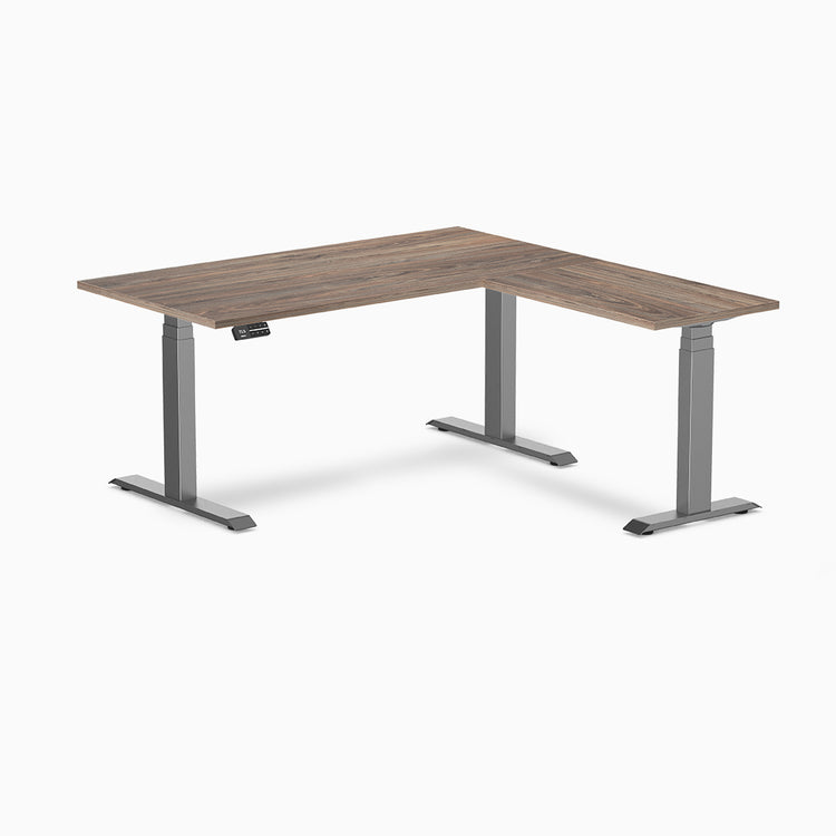 Desky eco L-shape standing desk in natural walnut melamine desktop