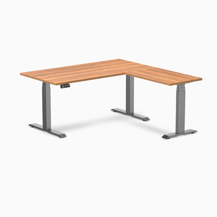 Desky eco L-shape standing desk in prime oak melamine desktop