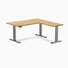 Desky L-shape standing desk light oak with space grey legs