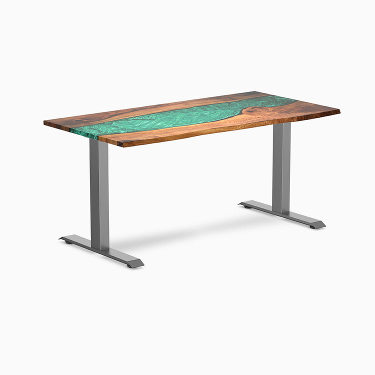 Desky fixed resin hardwood desk in natural walnut river 1500mm