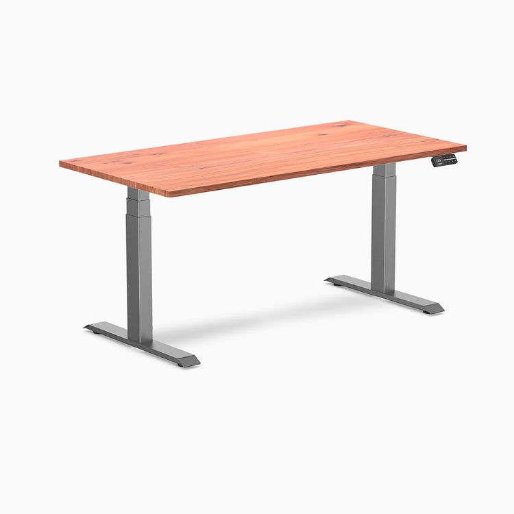 Desky Dual Softwood Sit Stand Desk in red cedar