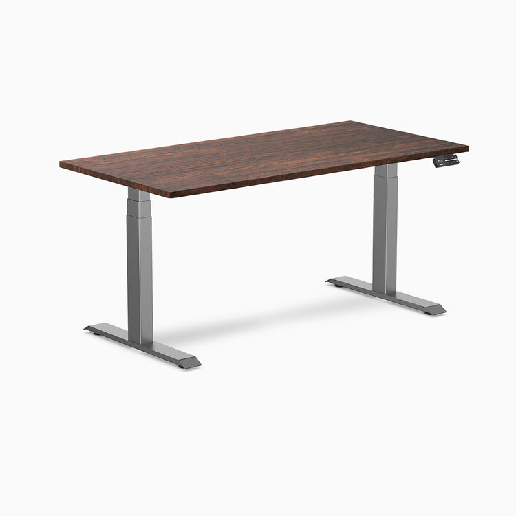 Desky Dual Softwood Sit Stand Desk in rustic pine