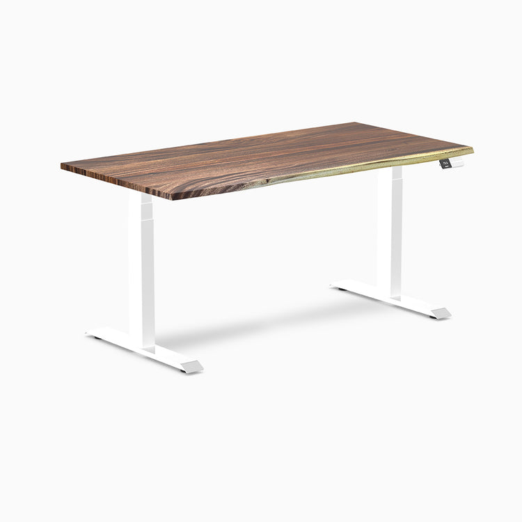 Desky standing desk 1500mm saman hardwood white legs