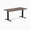 Fixed scalloped jarrah melamine desk with black legs 1500mm