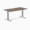 Fixed scalloped jarrah melamine desk with grey legs 1500mm