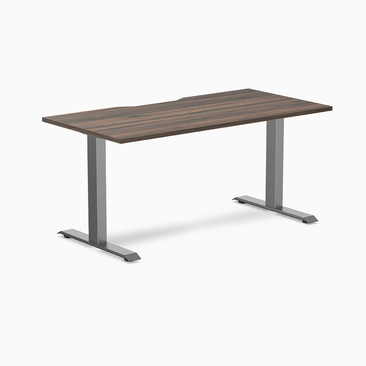 Fixed scalloped jarrah melamine desk with space grey legs 1500mm