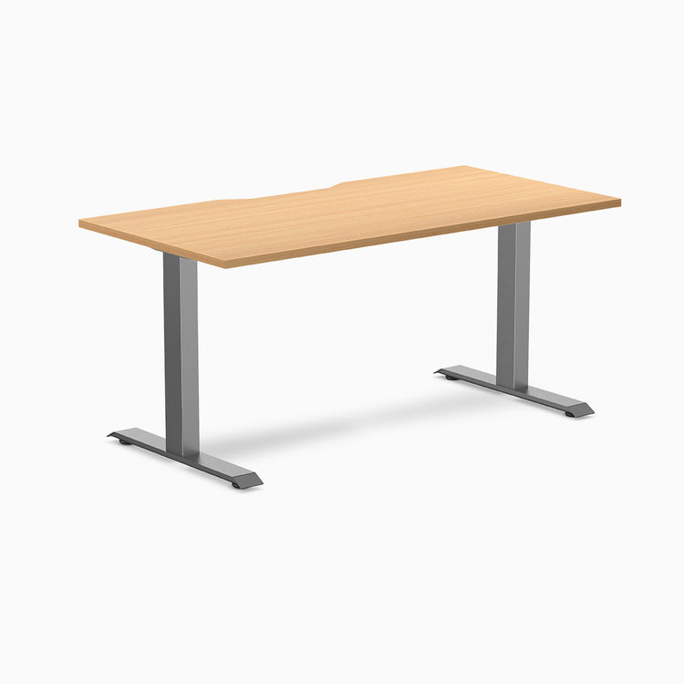 Fixed scalloped select beech melamine desk with space grey legs 1500mm