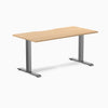 Fixed scalloped sublime teak melamine desk with space grey legs 1500mm