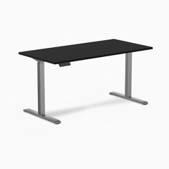 Desky Single Sit Stand Desk, Black desktop, Space Grey frame