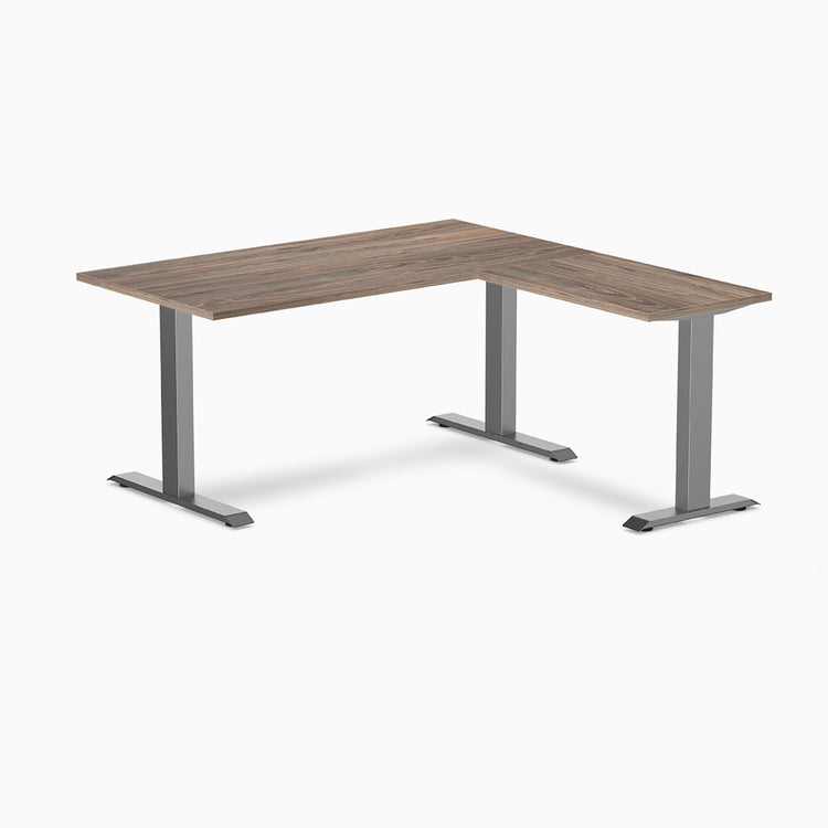 zero melamine l-shape desk in natural walnut 1500mm