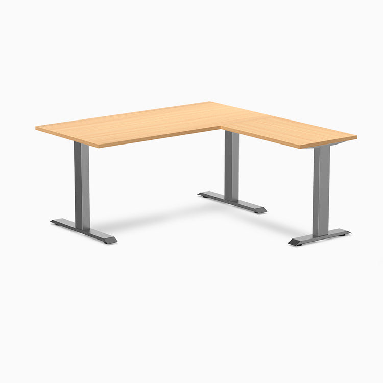 zero melamine l-shape desk in select beech 1500mm