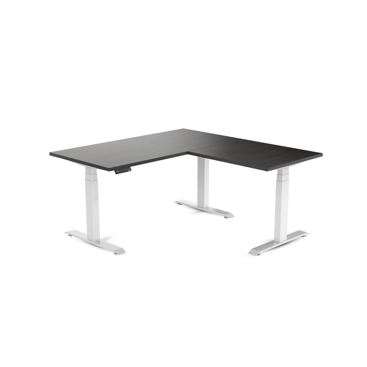 Desky Eco L-Shape Melamine Sit Stand Desk Burnished Wood -Desky®