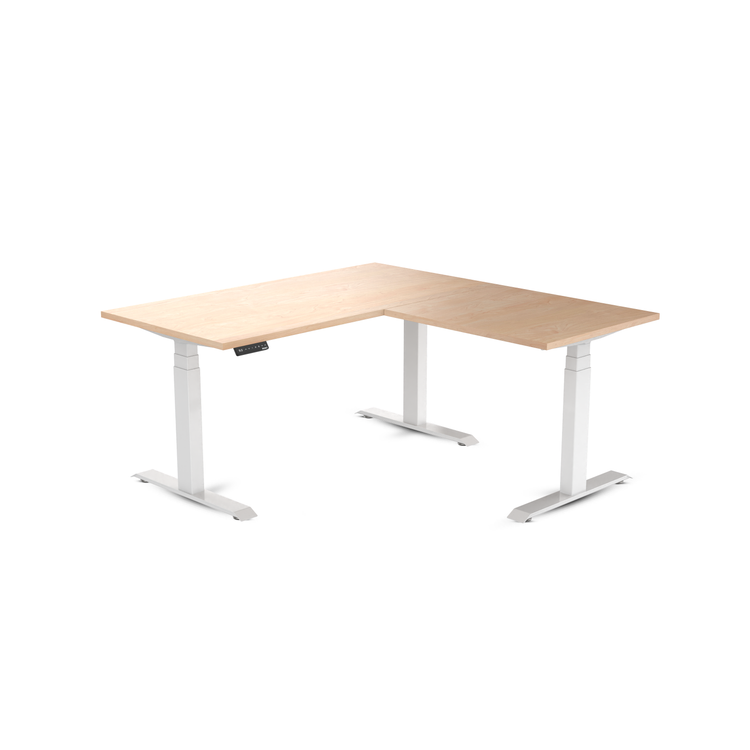 Desky Eco L-Shape Melamine Sit Stand Desk Curly Birch -Desky®
