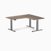 Desky L-shape standing desk natural walnut with space grey legs