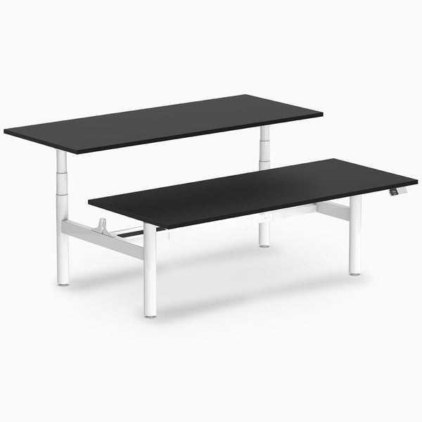 Desky electric Back to Back Round Leg Melamine burnished wood desktop