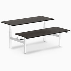 Desky electric Back to Back Round Leg Melamine burnished wood desktop
