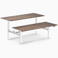 Desky electric Back to Back Round Leg Melamine natural walnut desktop