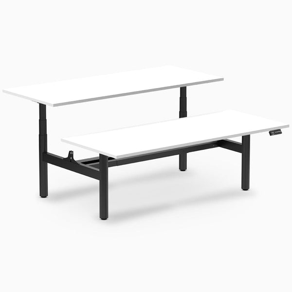 Desky electric Back to Back Round Leg Melamine white desk