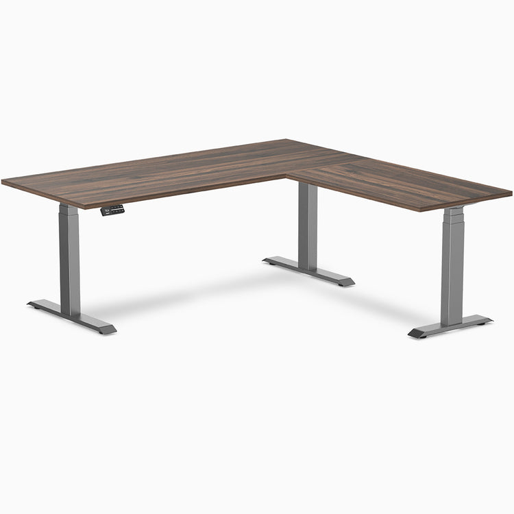 Desky eco L-shape standing desk in jarrah legno melamine desktop