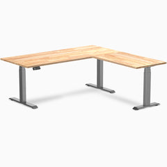 Desky L-shape standing desk natural with space grey legs