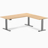 Desky eco L-shape standing desk in sublime teak melamine desktop