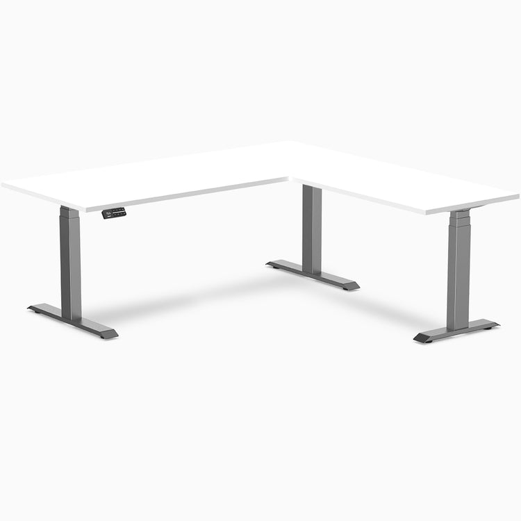 Desky eco L-shape standing desk in white melamine desktop