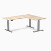 Desky L-shape standing desk classic oak with space grey legs