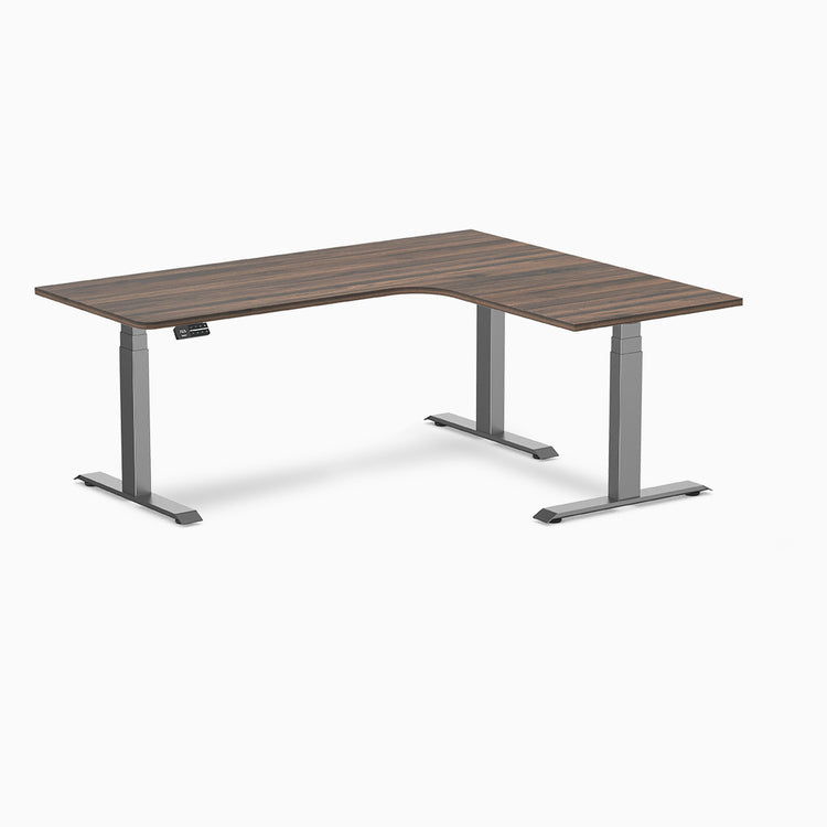 Desky L-shape standing desk jarrah legno with space grey legs