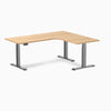 Desky L-shape standing desk sublime teak with space grey legs