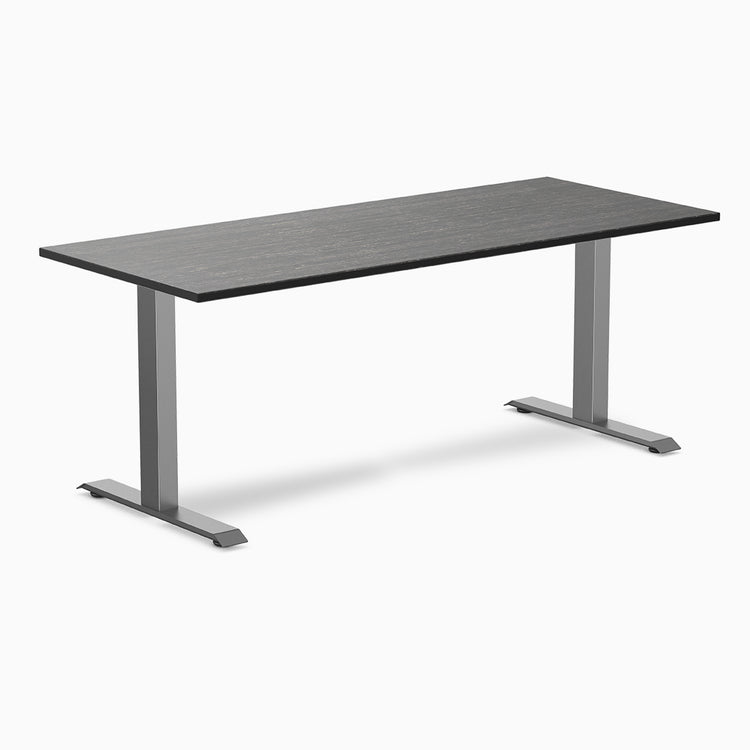 Desky dark bamboo fixed office desk in space gray 1800mm