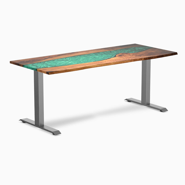 Desky fixed resin hardwood desk in natural walnut river 1800mm