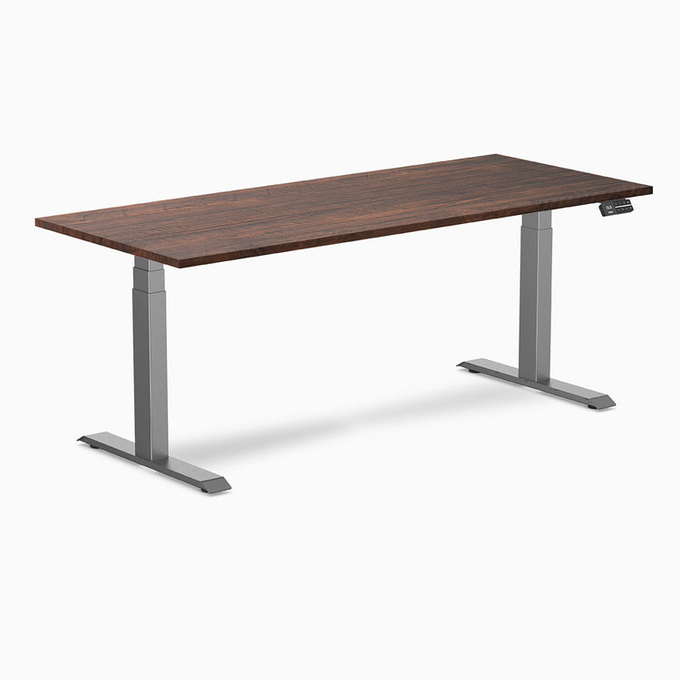 Desky Dual Softwood Sit Stand Desk in rustic pine