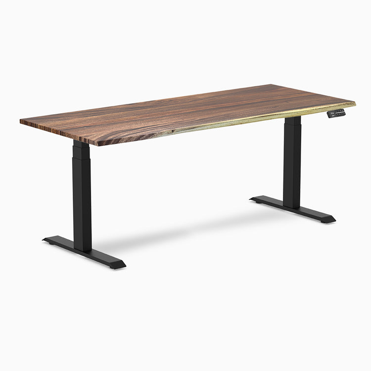 Desky standing desk 1800mm saman hardwood black legs