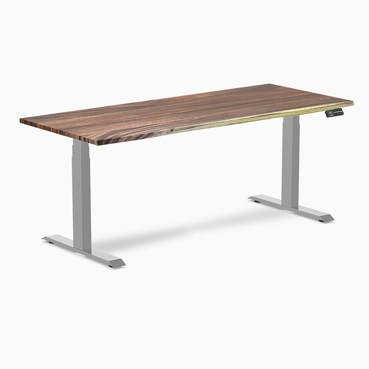 Desky standing desk 1800mm saman hardwood grey legs