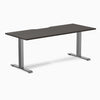 Fixed scalloped burnished wood melamine desk with space grey legs 1800mm