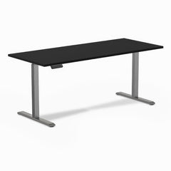 Desky Single Sit Stand Desk, Black desktop, Space Grey frame